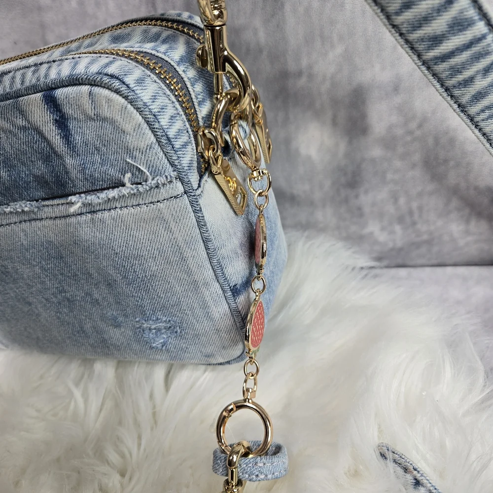Coach CEK67 Carey Crossbody Bag in Loved Denim with Charms in Light Indigo - Picture 4 of 4